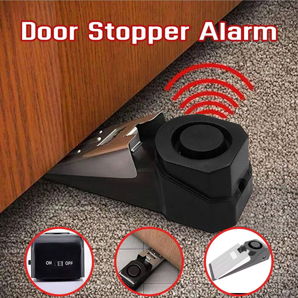 Sim Gsm Alarm - Bezprzewodowy alarm do drzwi 120dB, klinowy